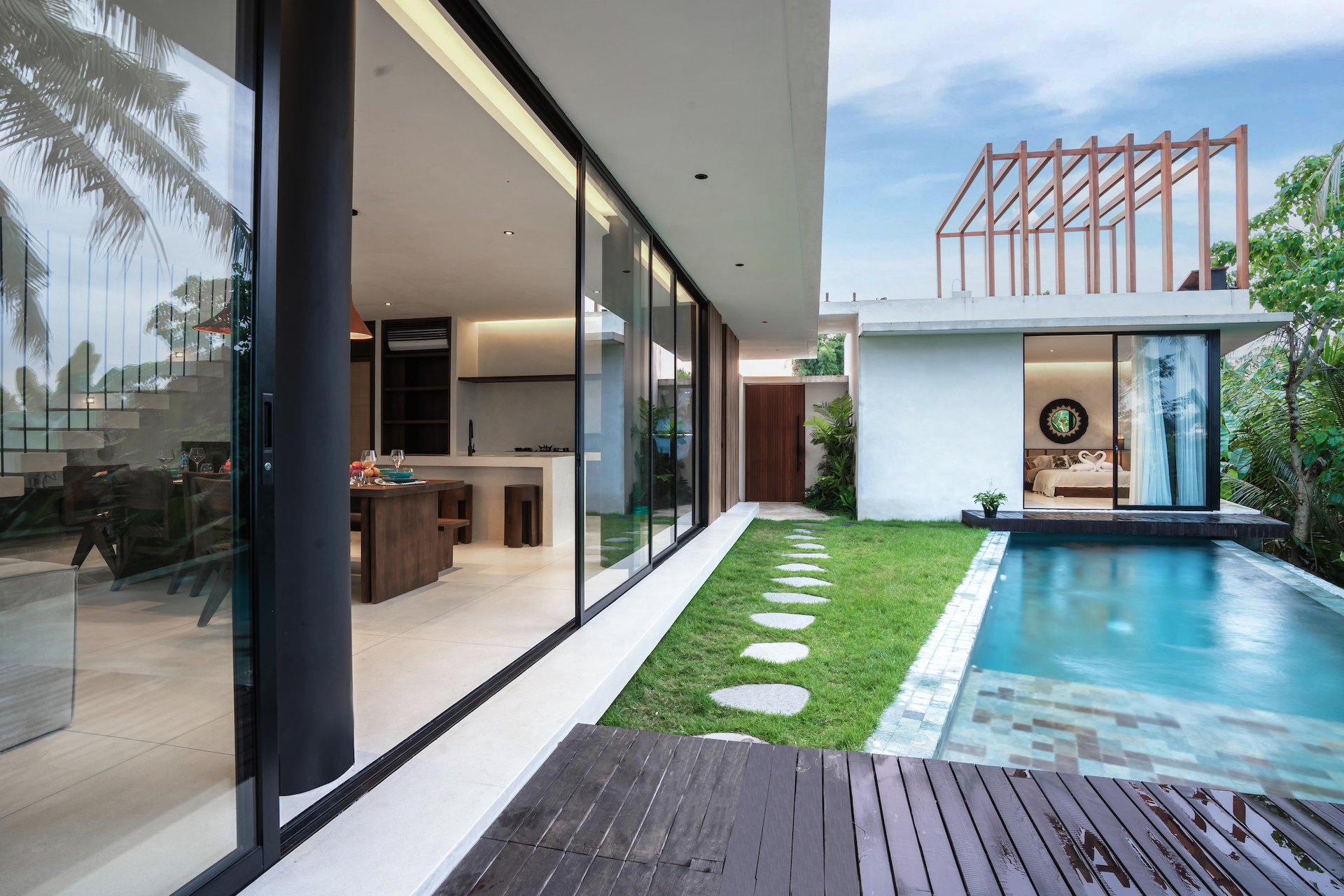 Luxury private pool at Villa Amore in Bereban Bali with modern architecture